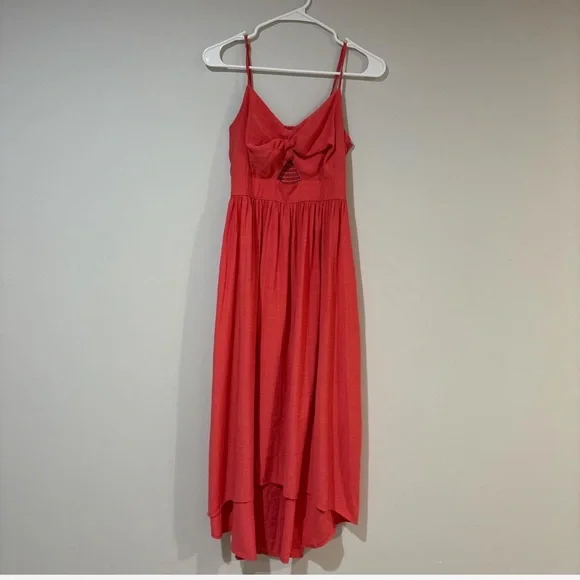 Nine West Coral Twist-Front Cutout High-Low Midi Dress | Size S - Picture 4 of 6